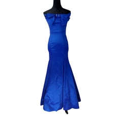 B. Darlin Royal Blue Juniors Bow Embellished Formal Prom Evening Gown Dress 1/2