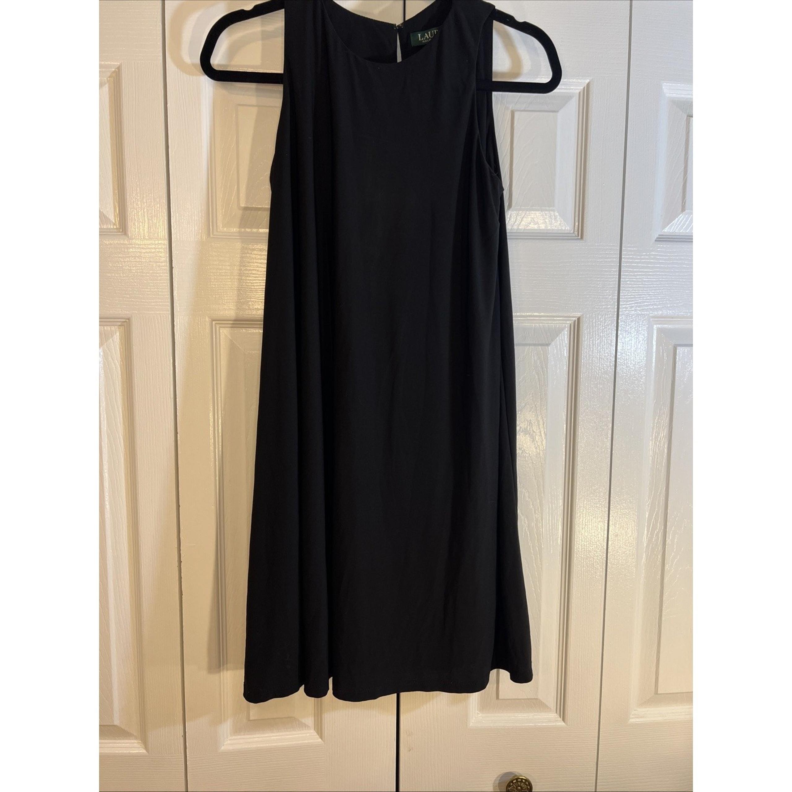 Lauren Ralph Lauren Dress Womens 6 Black Stretch Knit Pullover Sleeveless A-line