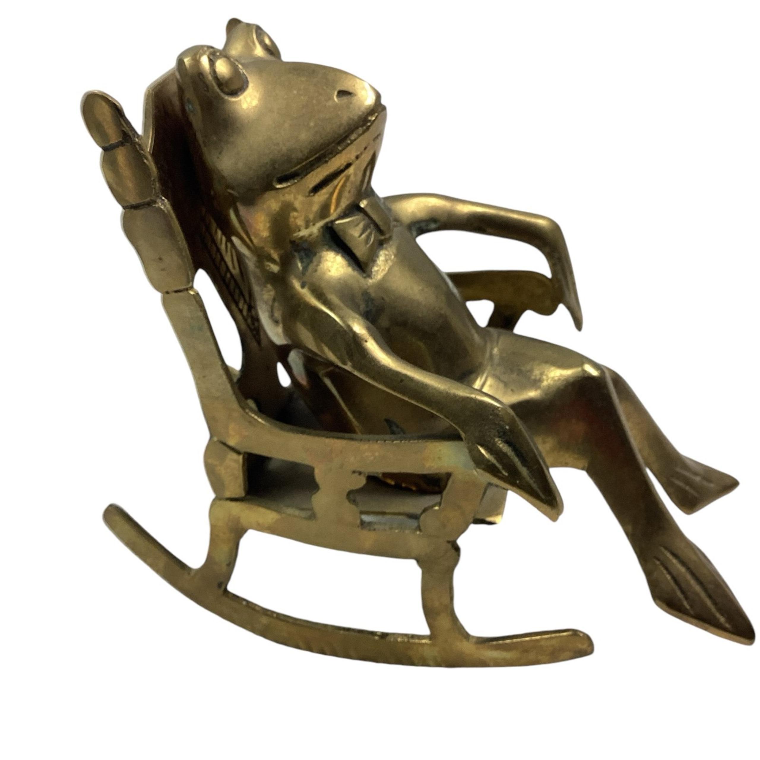 Vintage brass rocking frog