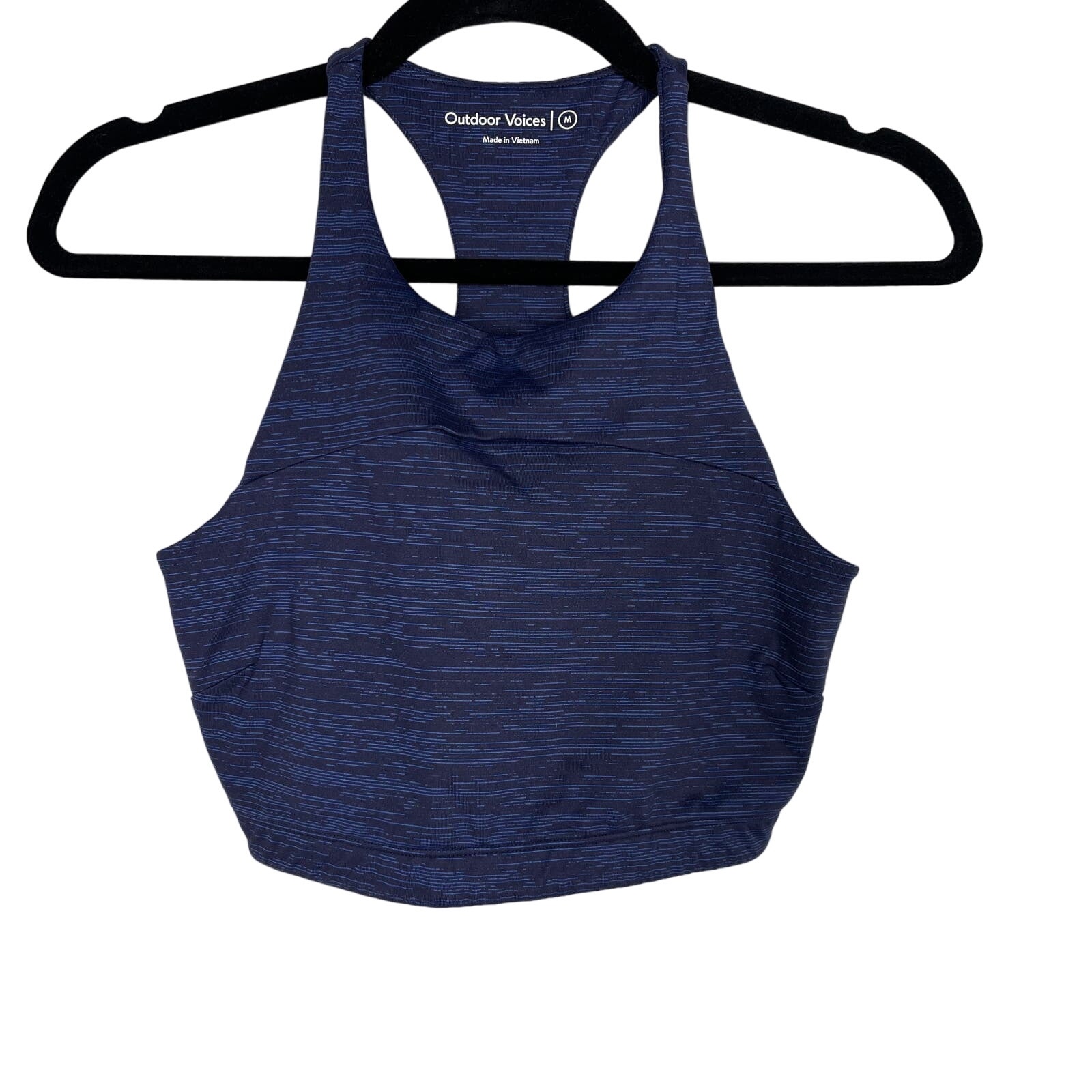 Outdoor Voices Womens Medium M Navy Blue Move Free Spacedye Racerback Sports Bra