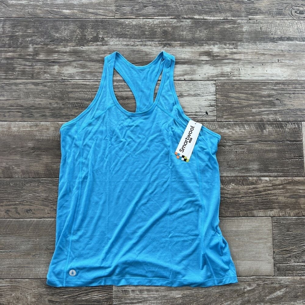Smartwool Women Active Ultralite Racerback Tank Pool Blue Size Large NWT
