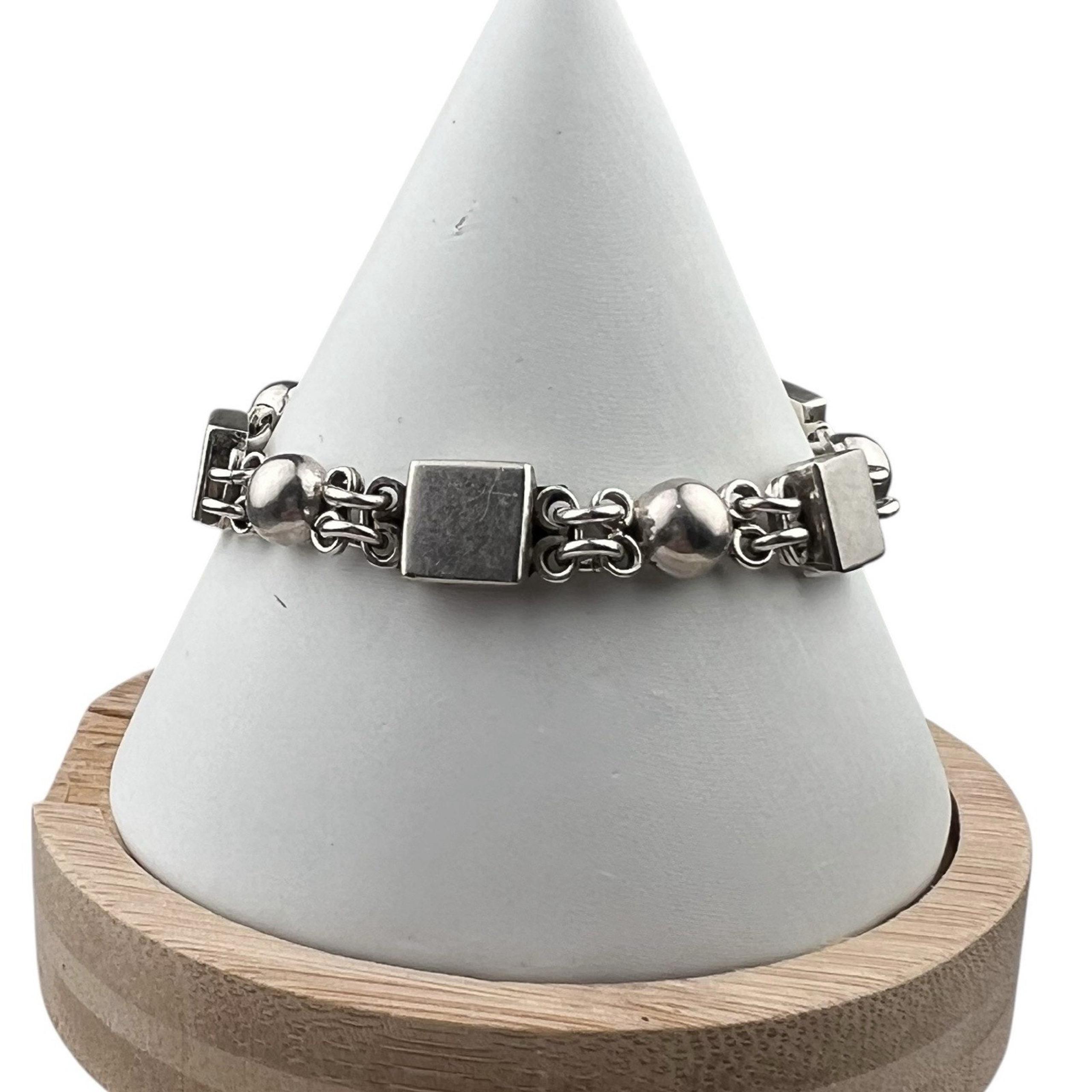 Vintage Sterling Silver Bracelet Mexico Chain Link Taxco 7" 24g