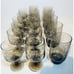 Pfaltzgraff Village Folk Art Footed Smokey Brown 6 wine /5 water/6 Goblets.(17)