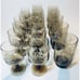 Pfaltzgraff Village Folk Art Footed Smokey Brown 6 wine /5 water/6 Goblets.(17)