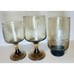 Pfaltzgraff Village Folk Art Footed Smokey Brown 6 wine /5 water/6 Goblets.(17)