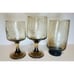Pfaltzgraff Village Folk Art Footed Smokey Brown 6 wine /5 water/6 Goblets.(17)