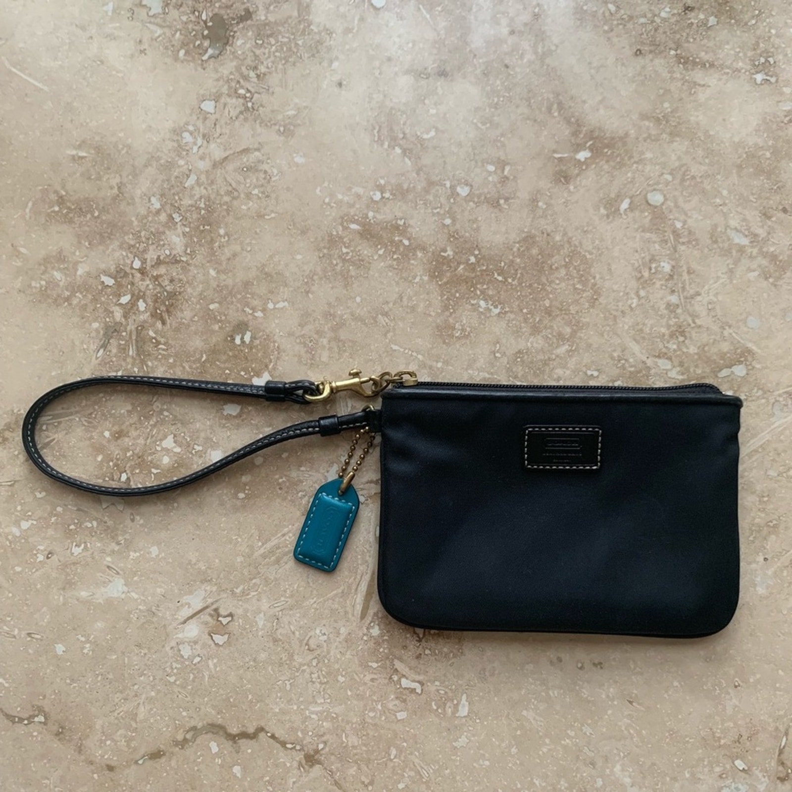 Coach black gold clutch wristlet purse