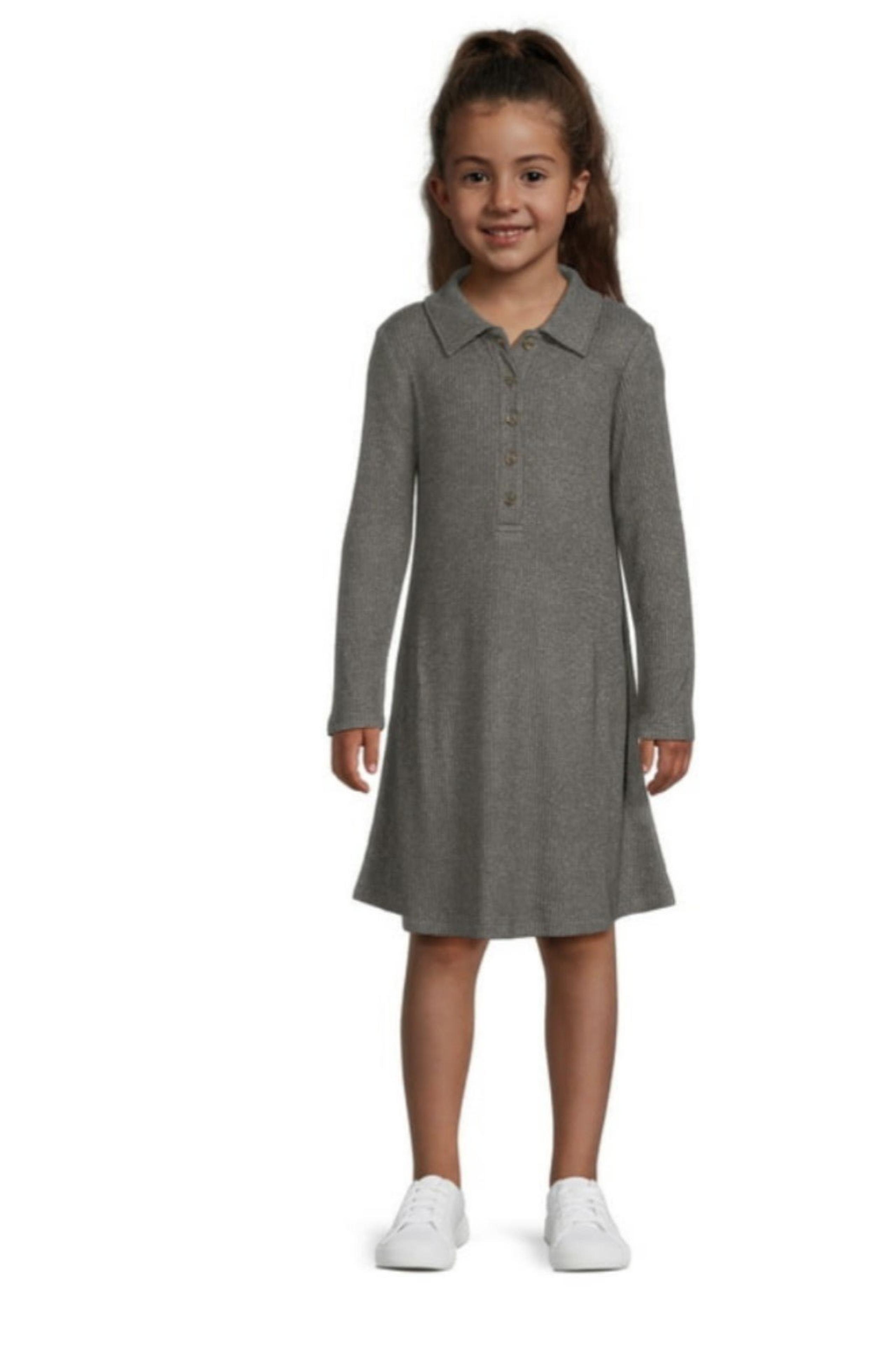 Wonder Nation Girls Long Sleeve Collared Dress, Size 6/6x (Kc11)
