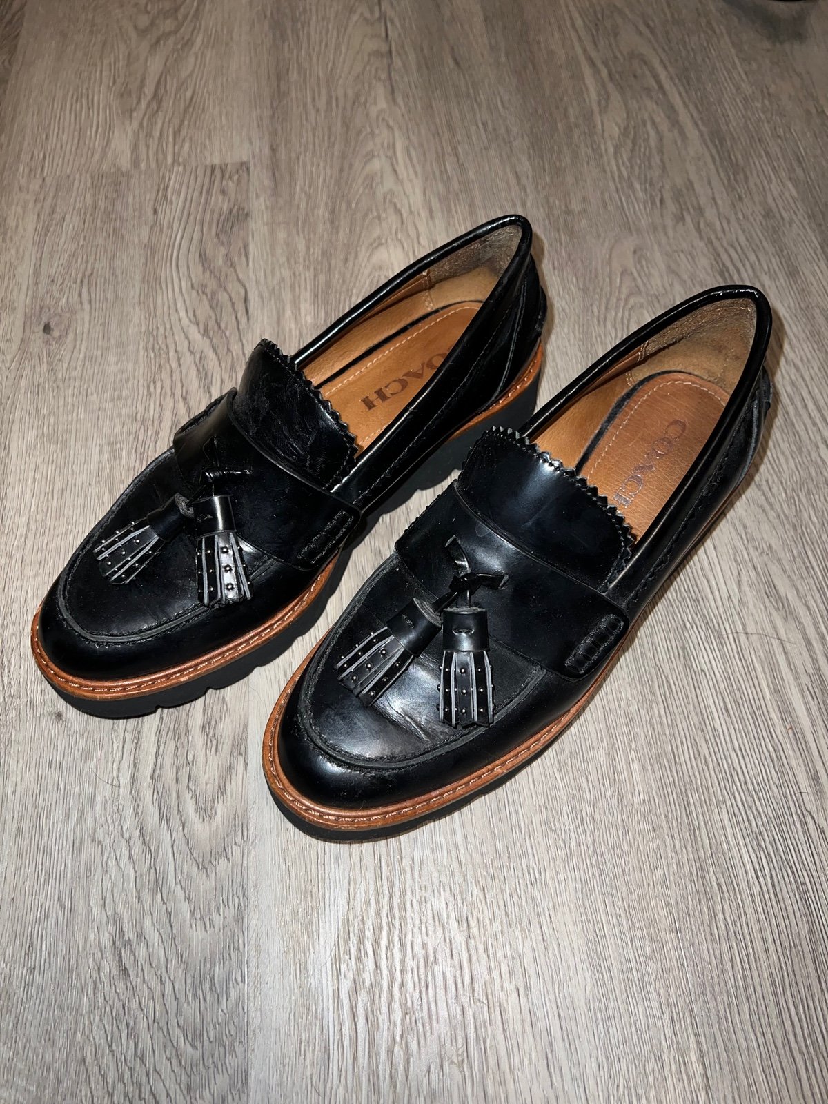 Coach Irvine patent leather mules size 5