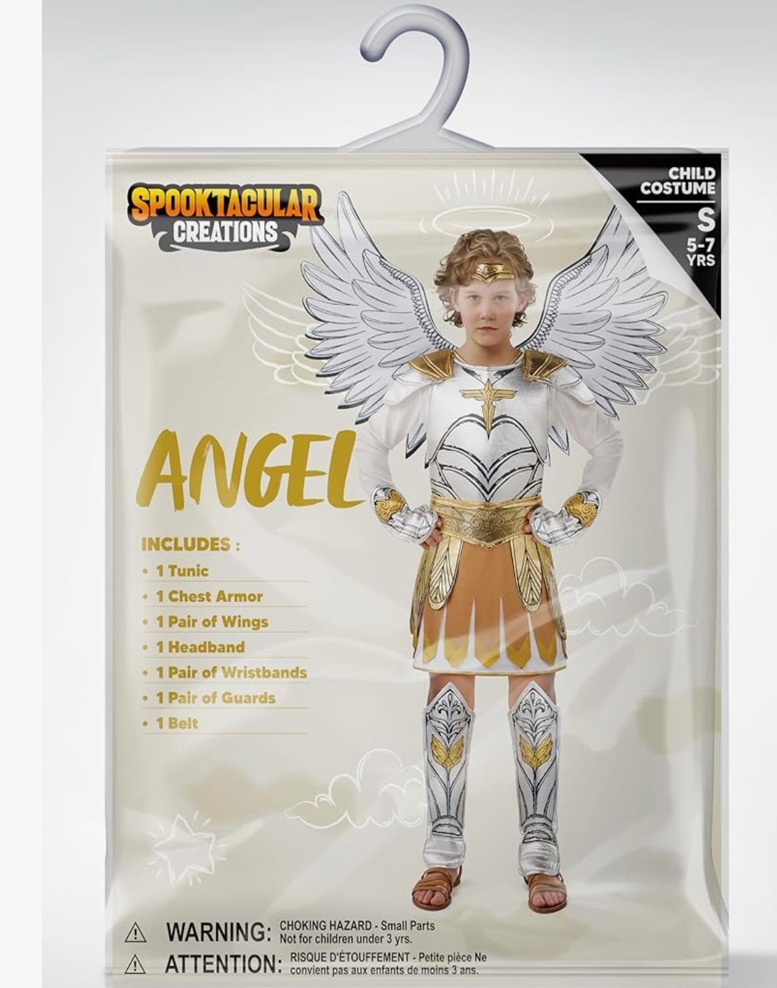 Golden archangel costume for Halloween, medieval gladiator costume Size Small
