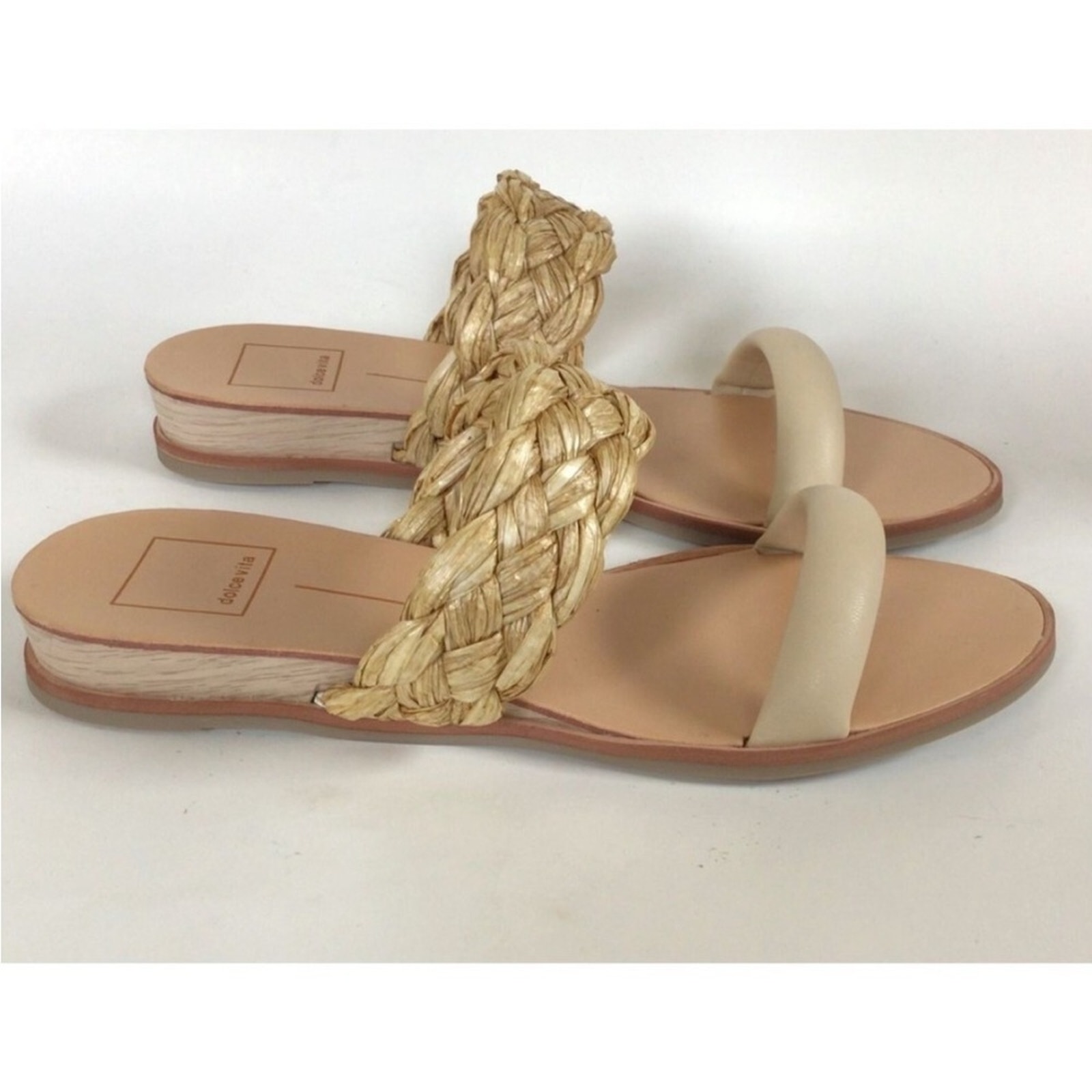 Dolce Vita Cream and Tan Flats with Braided Straps
