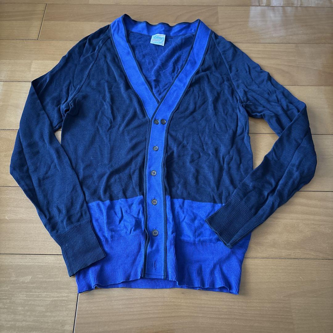 French-made Letroyes Bicolor Cardigan L/LETROYES Navy Blue