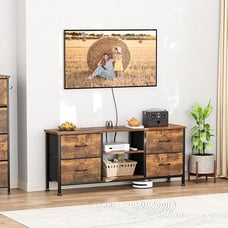 TV Stand for Bedroom, Dresser TV Stand with 4 Fabric Drawers