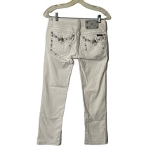 Miss Me Jeans Womens 29 Flap Embellished White Capri JE5454P2 Low Rise Y2K