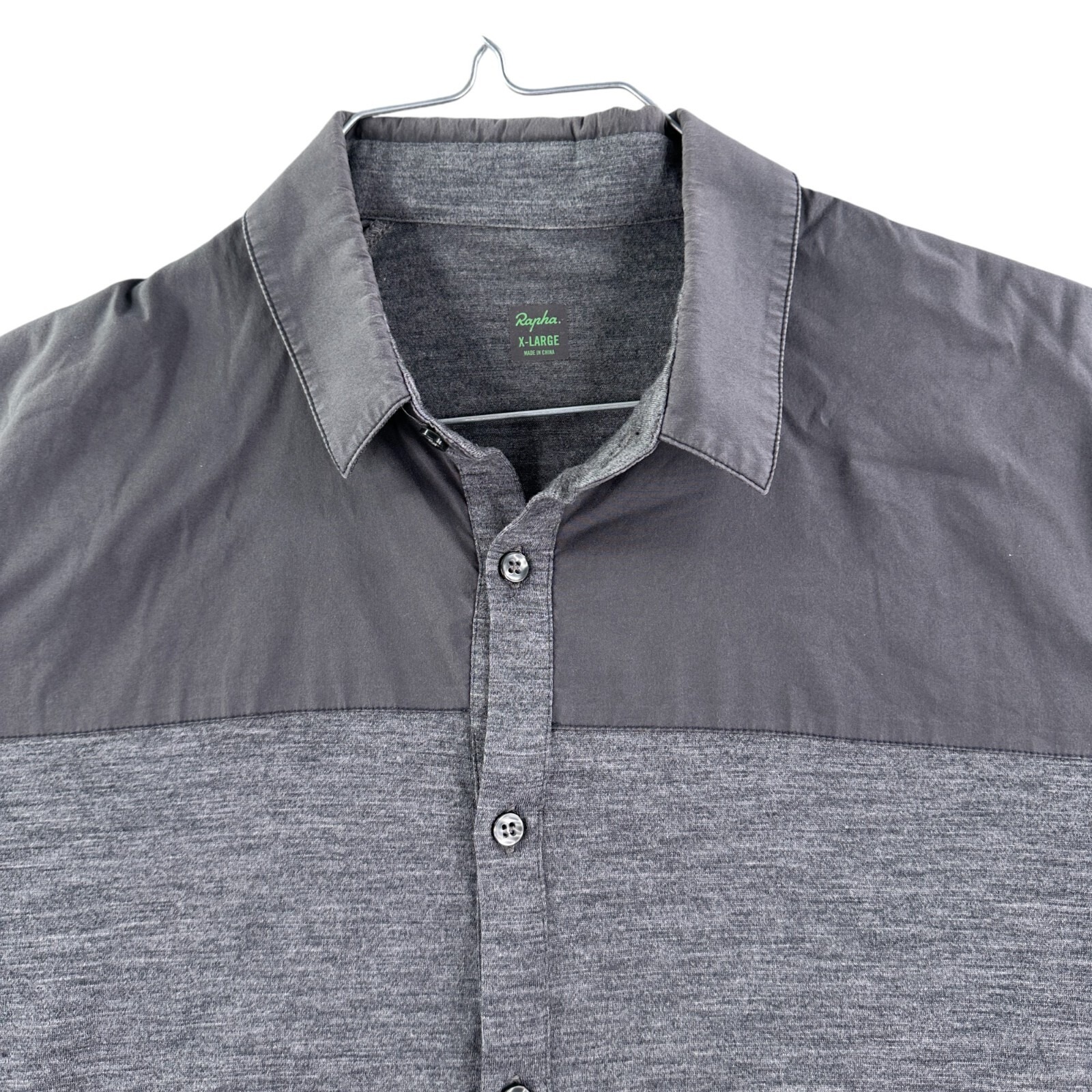 Rapha Shirt Mens XL Gray Merino Wool Blend Cycling Collar City Bike Modern