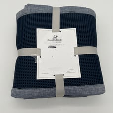 Pottery Barn Breathable Baby Deluxe Mesh Crib Liner Navy Blue Chambray New