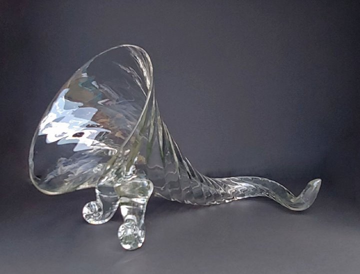 Decorative Clear Glass Cornucopia