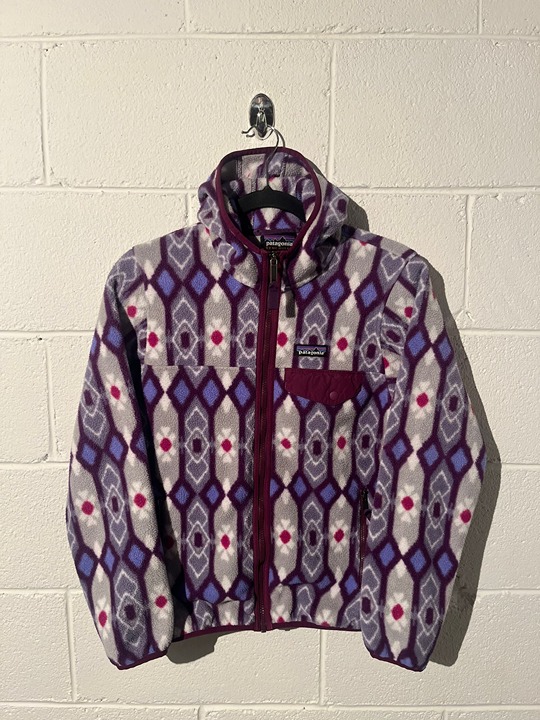 Patagonia Lightweight Synchilla Snap-T Hooded Fleece Jacket Purple patterned S