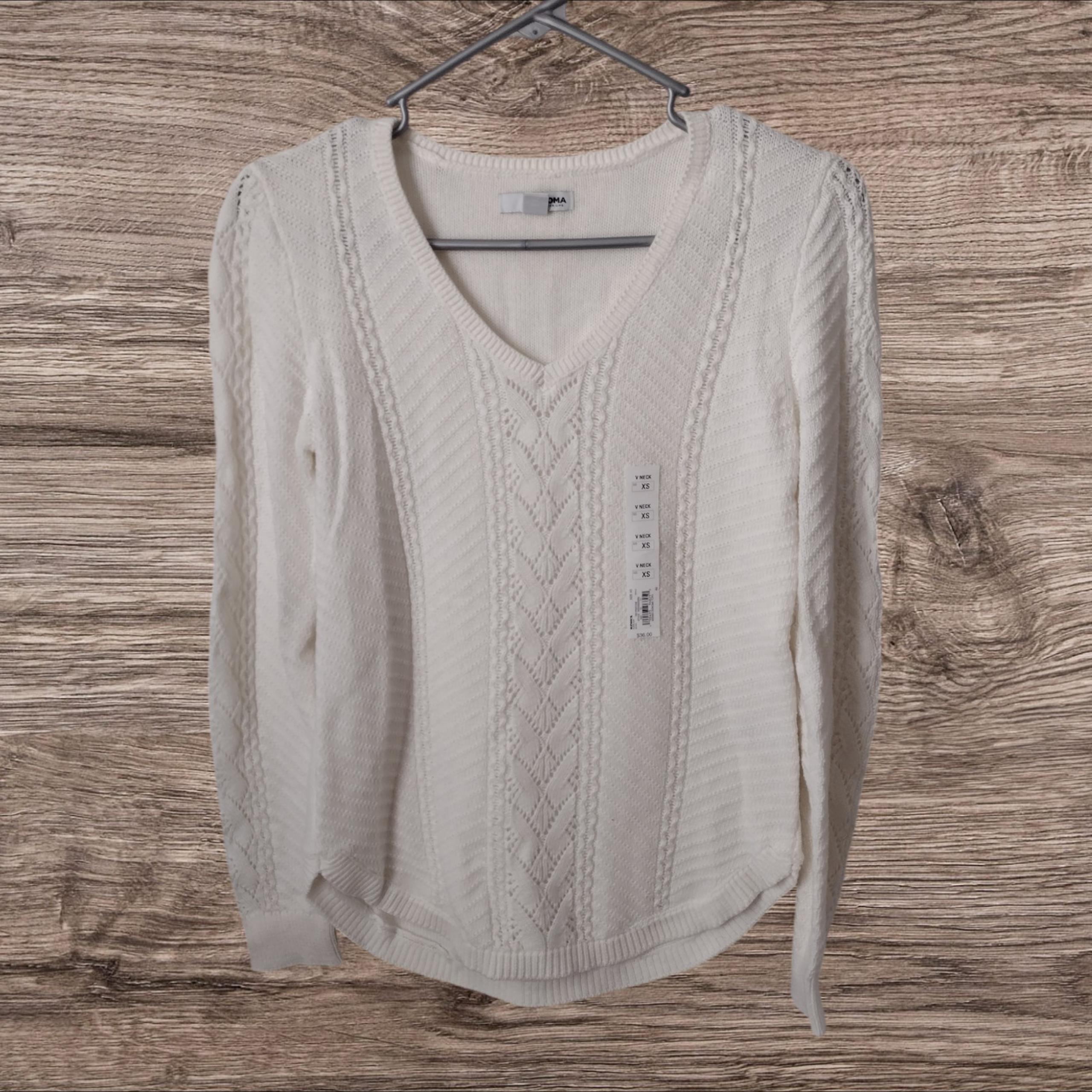 Sonoma NWT Ivory V-Neck Knit Sweater Size XS