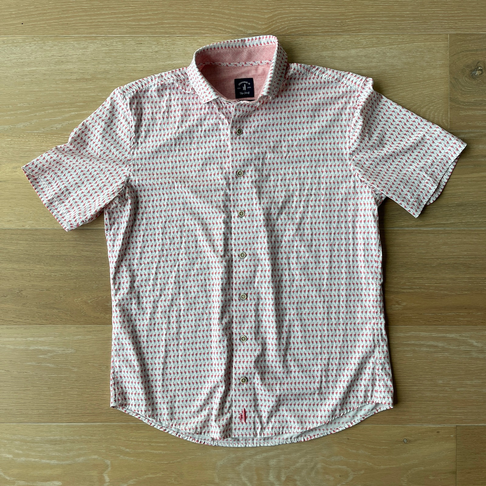 JOHNNIE-O Men's Ezra Button-Down Shirt Flamingos Small