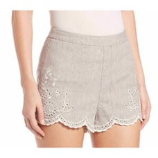 Free People Women's Gray Life's Too Short Eyelet Shorts Size 10 Inseam 2 NEW