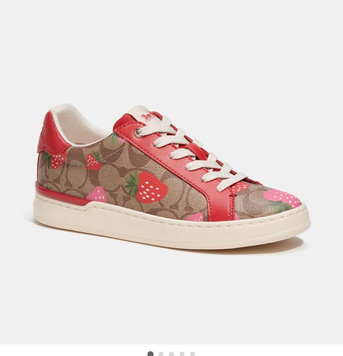 COACH WOMEN Clip Low Top Sneaker In Signature Canvas With Wild Strawberry 7.5B