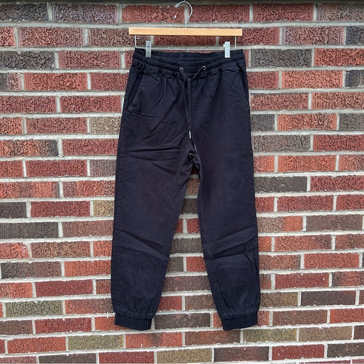 Francesca’s Black High Waisted Drawstring Cargo Joggers Pants