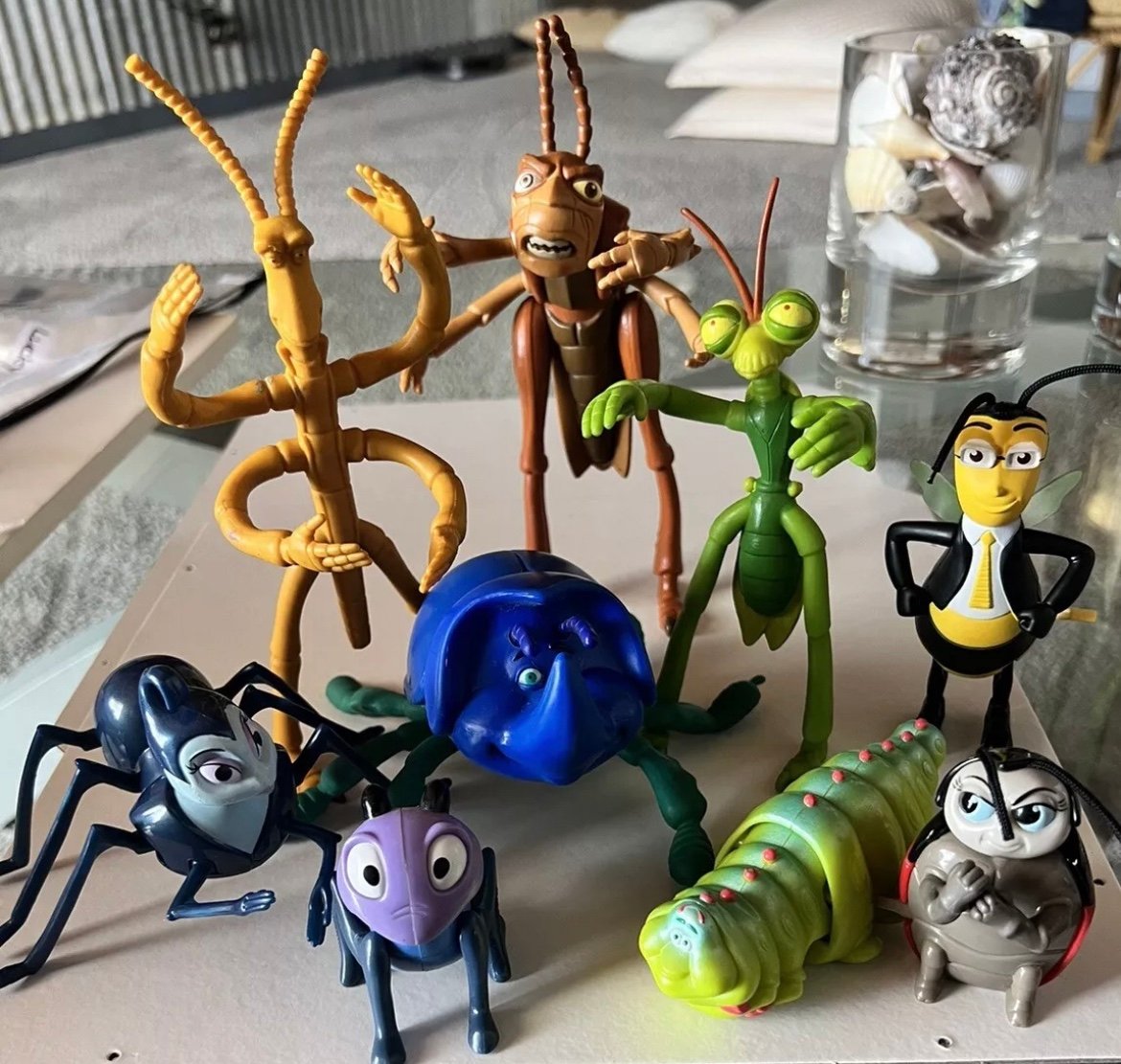 Disney Pixar A Bug's Life Figurines Toy Lot Posable(4) 1990s Teacher Insect Unit