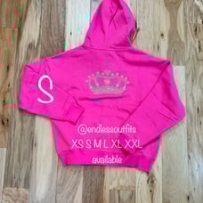 VICTORIAS SECRET PINK CARMINE ROSE LIMITED EDITION BLING FULL ZIP HOODIE SMALL