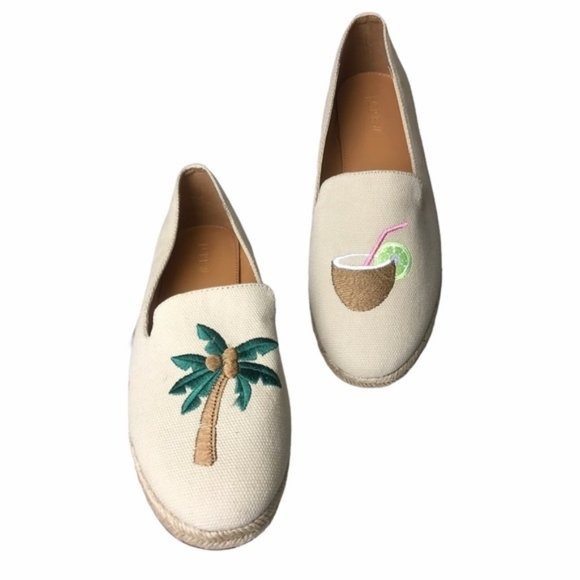 J. Crew Palm Tree Cocktail Canvas Espadrilles