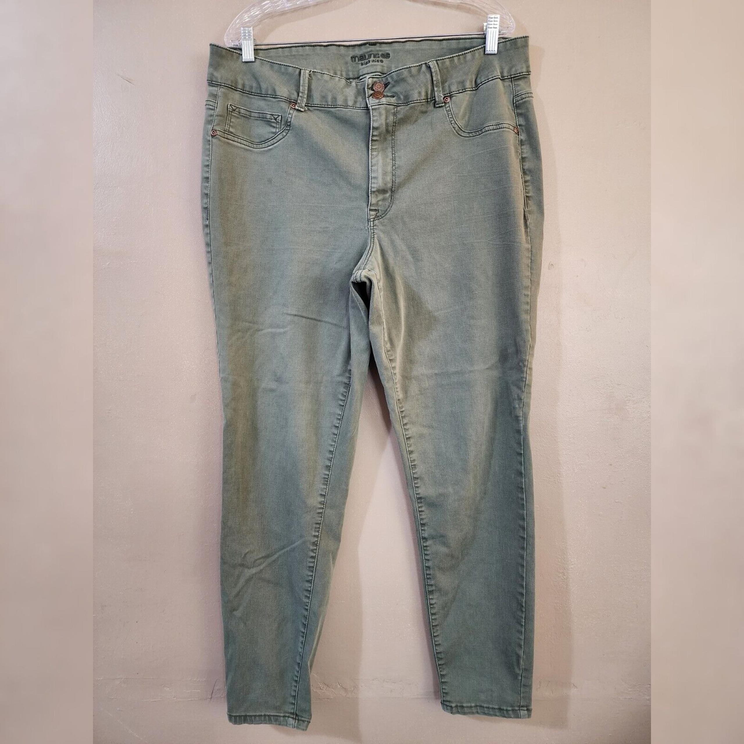 Maurices Womens High Rise Jegging Size 20W Green Skinny Jeans Stretch