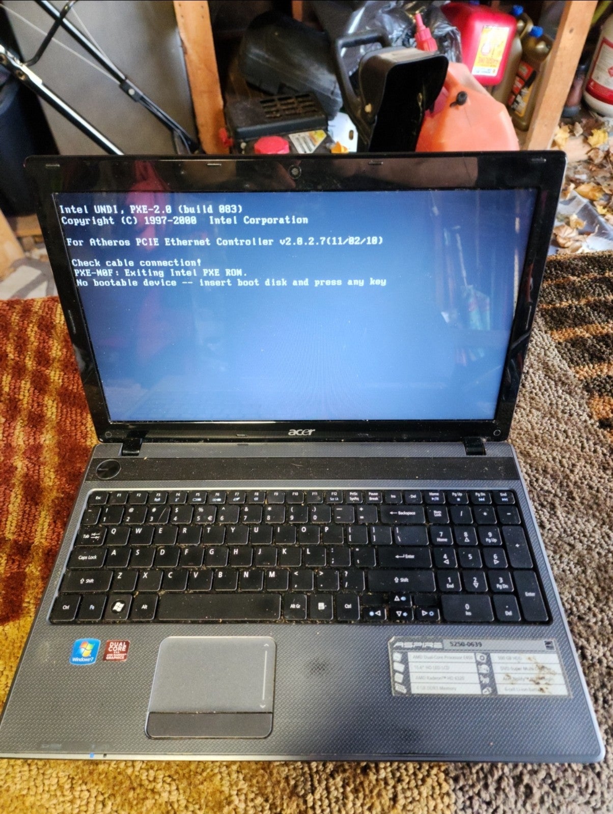 Acer Aspire 5250-0639 Laptop No Hard Drive But Works