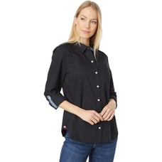 Tommy Hilfiger Heritage Shirt Women's 0X XL Roll Tab Long Sleeves Navy Blue BNWT