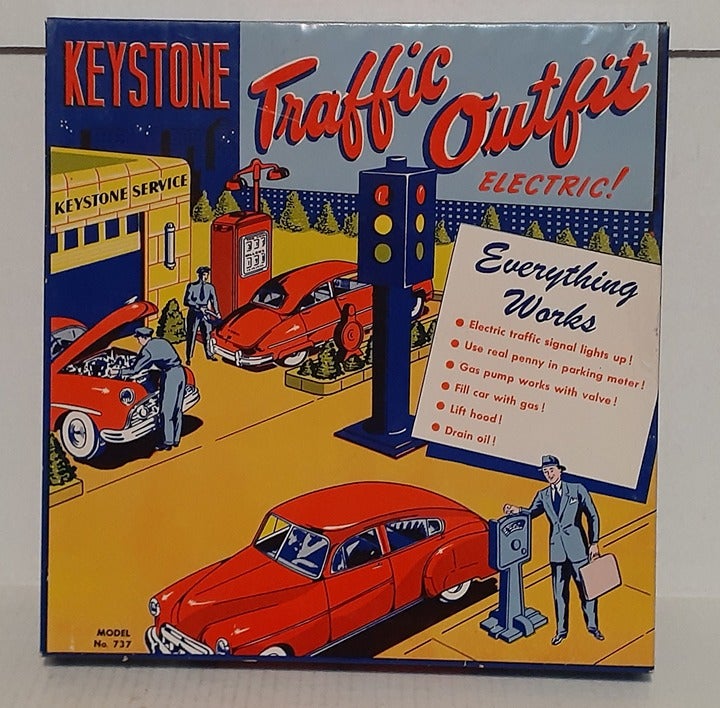 WOW rare vintage KEYSTONE Traffic Outfit Electric Playset COMPLETE w/ car