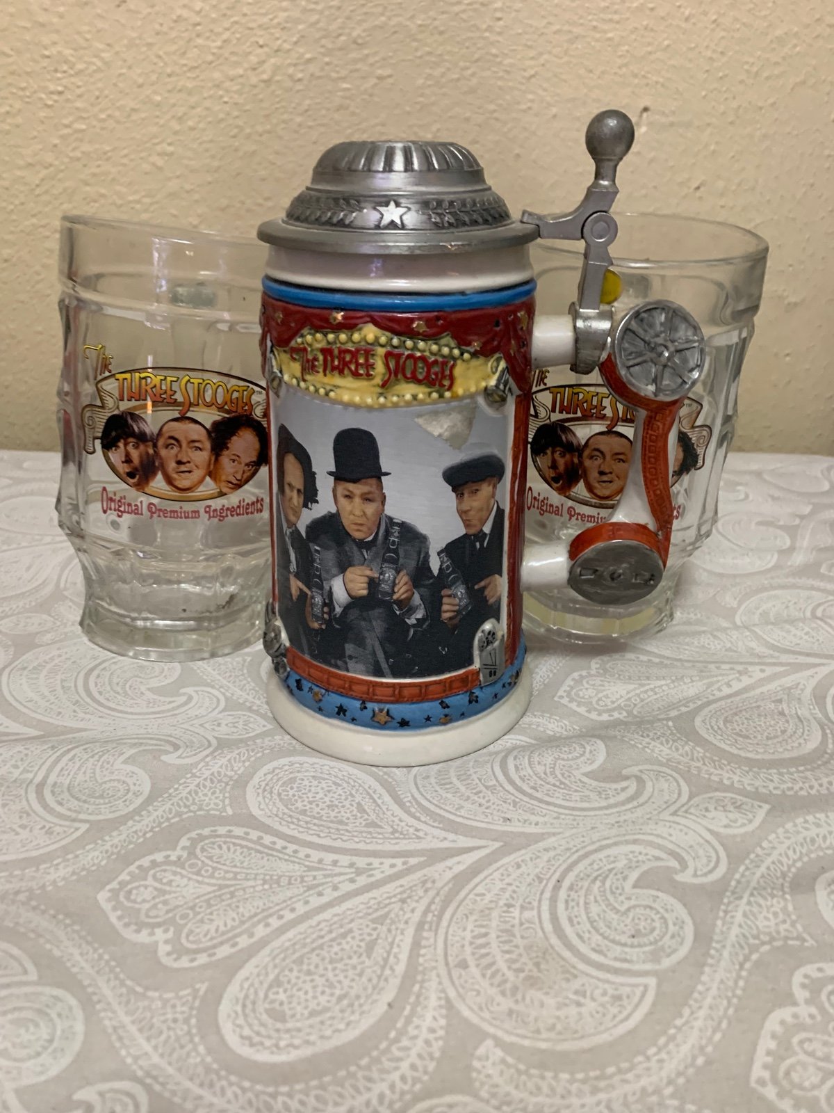 Three Stooges Collectors Beer Mug set