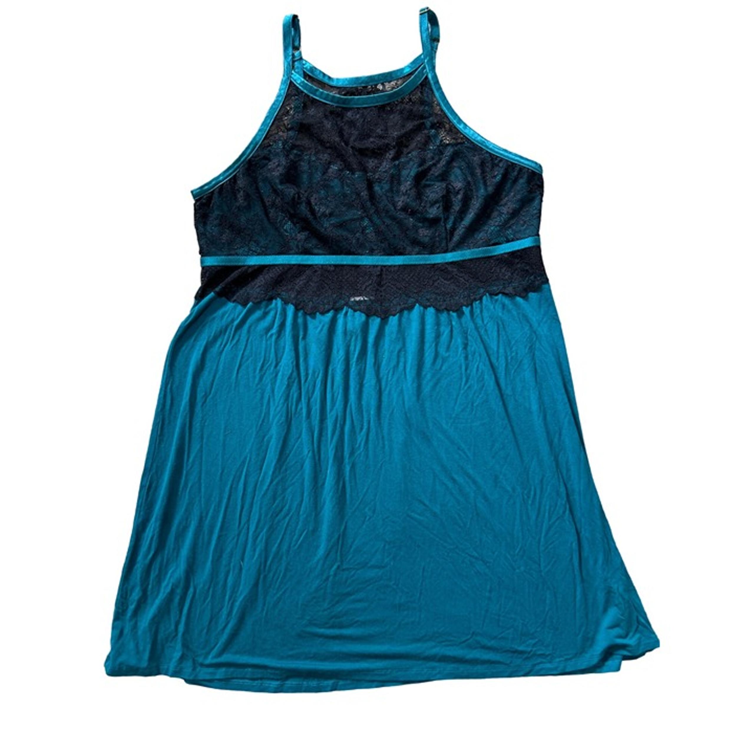 Soma Blue Green Sleeveless Lace Nightie Nightgown Sleep Dress Women's XL 1631