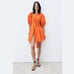 ZARA Belted Dress with Balloon Sleeves (L)