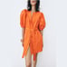 ZARA Belted Dress with Balloon Sleeves (L)