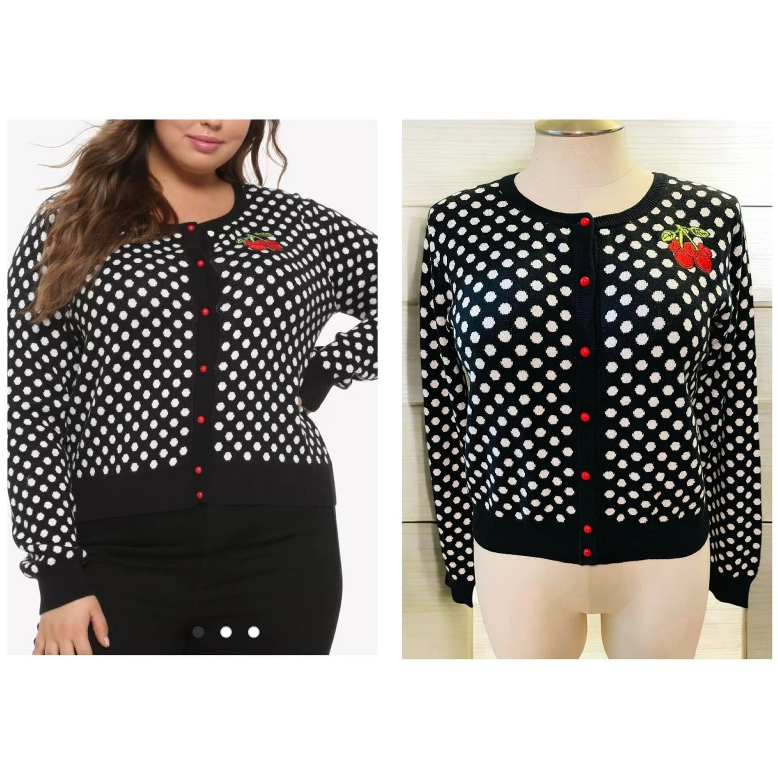 Her Universe Plus Size 2 Disney Minnie Mouse Cherries Polka Dot Cardigan Sweater