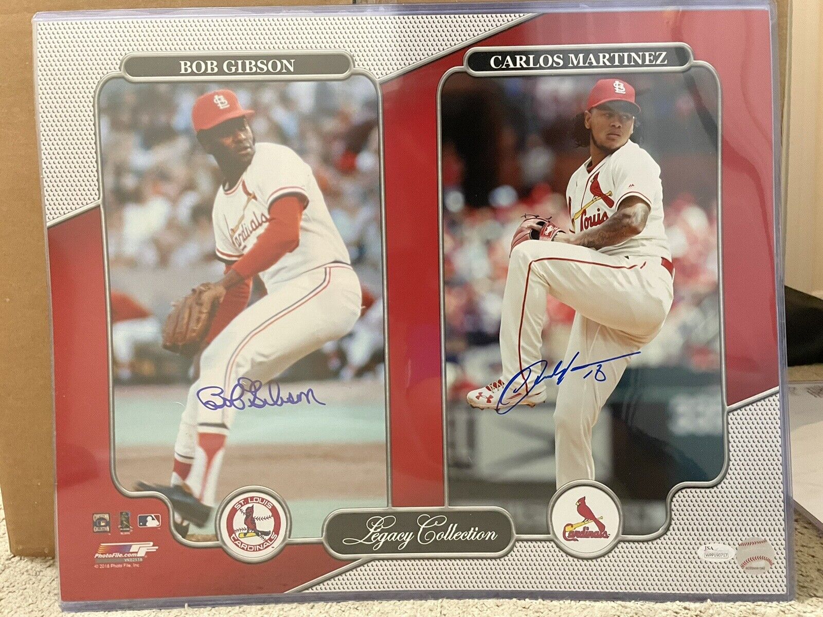 Bob Gibson & Carlos Martinez Dual Signed 16x20 photo St. Louis Cardinals JSA COA