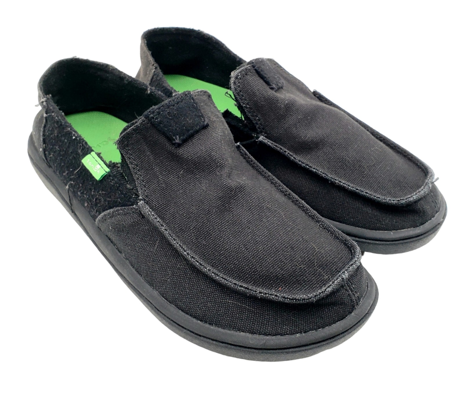 Sanuk Vagabond Tripper Chill Mens 7 Womens 8.5 Wool Canvas Blend Black Loafer