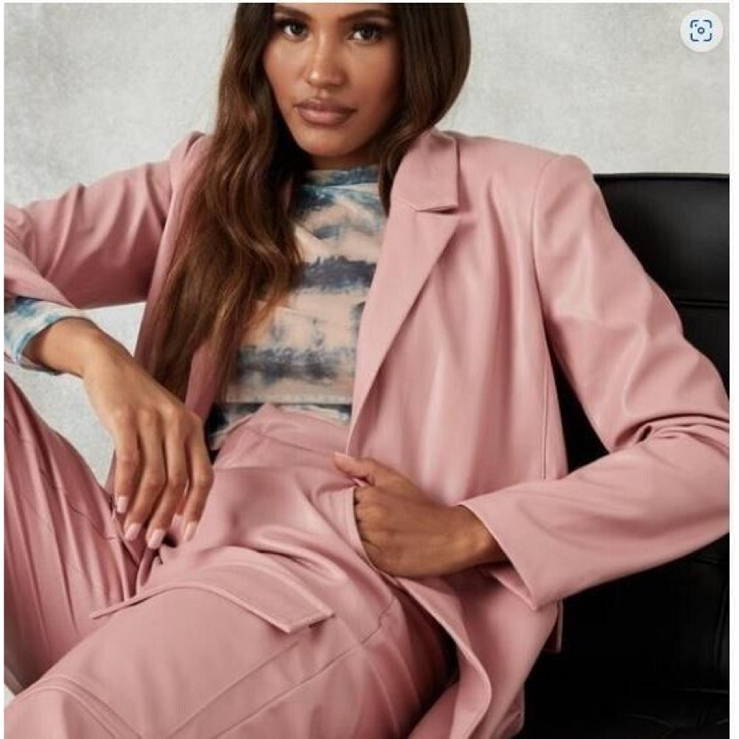 Women's Tailored Faux Leather Pink Co Ord Faux Leather Blazer 6 NWT - Missguided