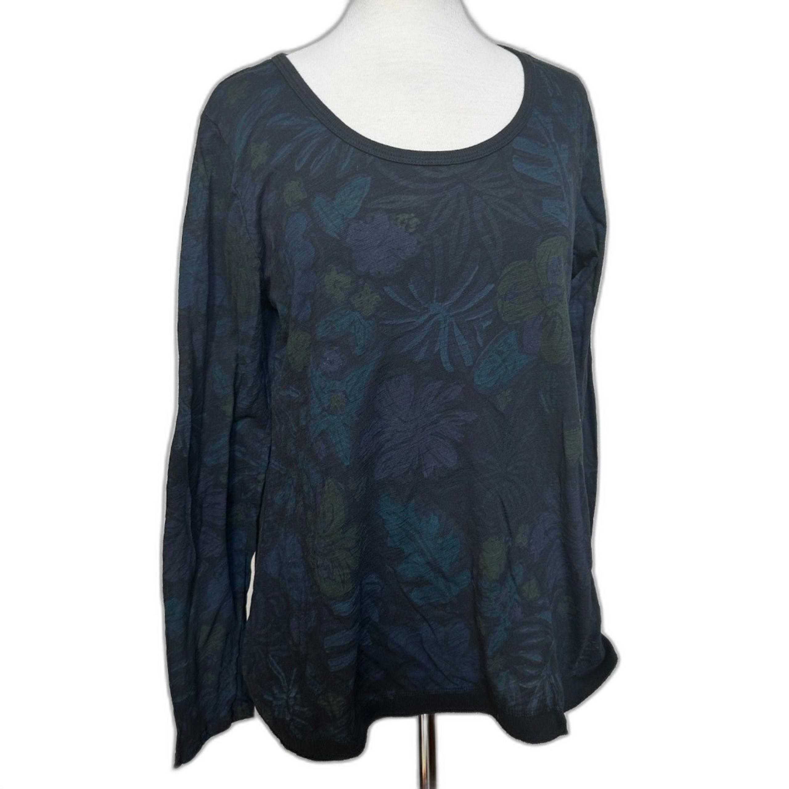 Fresh Produce Dark Romance Cotton Long Sleeve Floral Top - Women M