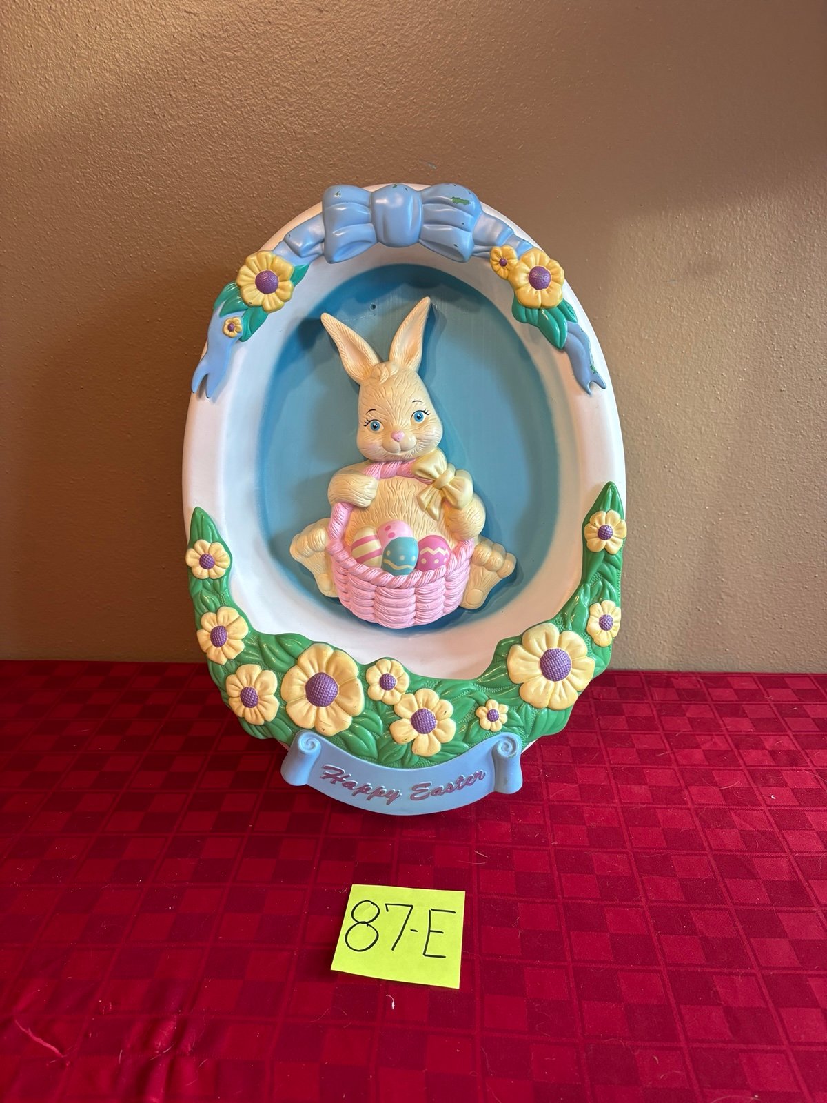 Vtg Happy Easter lighted Blowmold 1995 empire yellow bunny rabbit Eggorama Egg