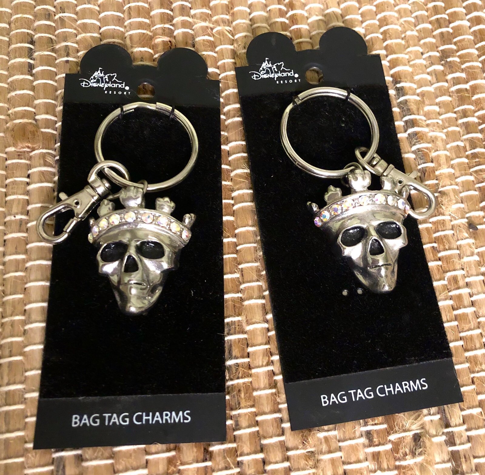 Early 2000’s Disney Glam Skull Bag Charms/Keychains - Set of Two