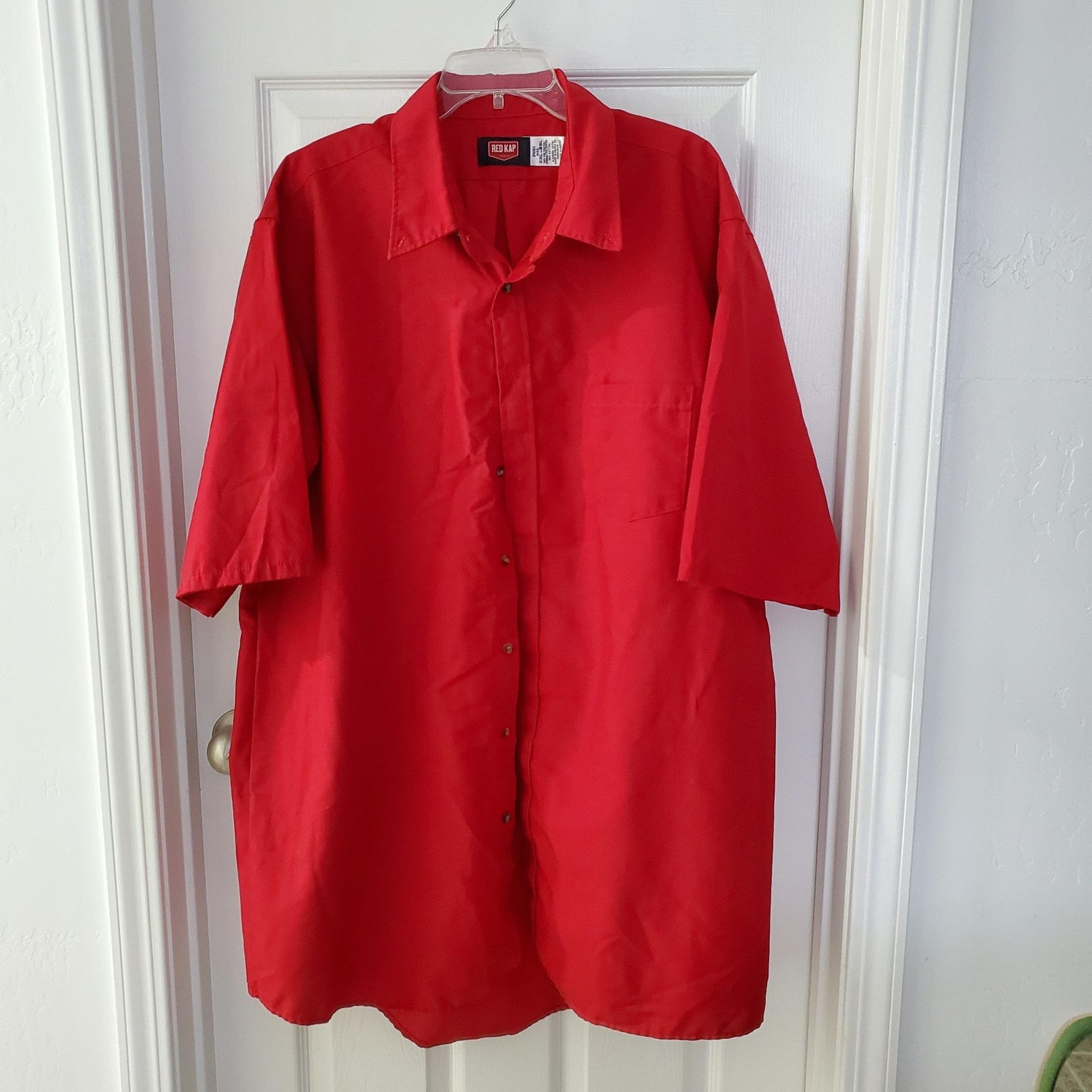 Red Kap Work Shirt Mens Size XXL Red Short Sleeve Button Up Pockets