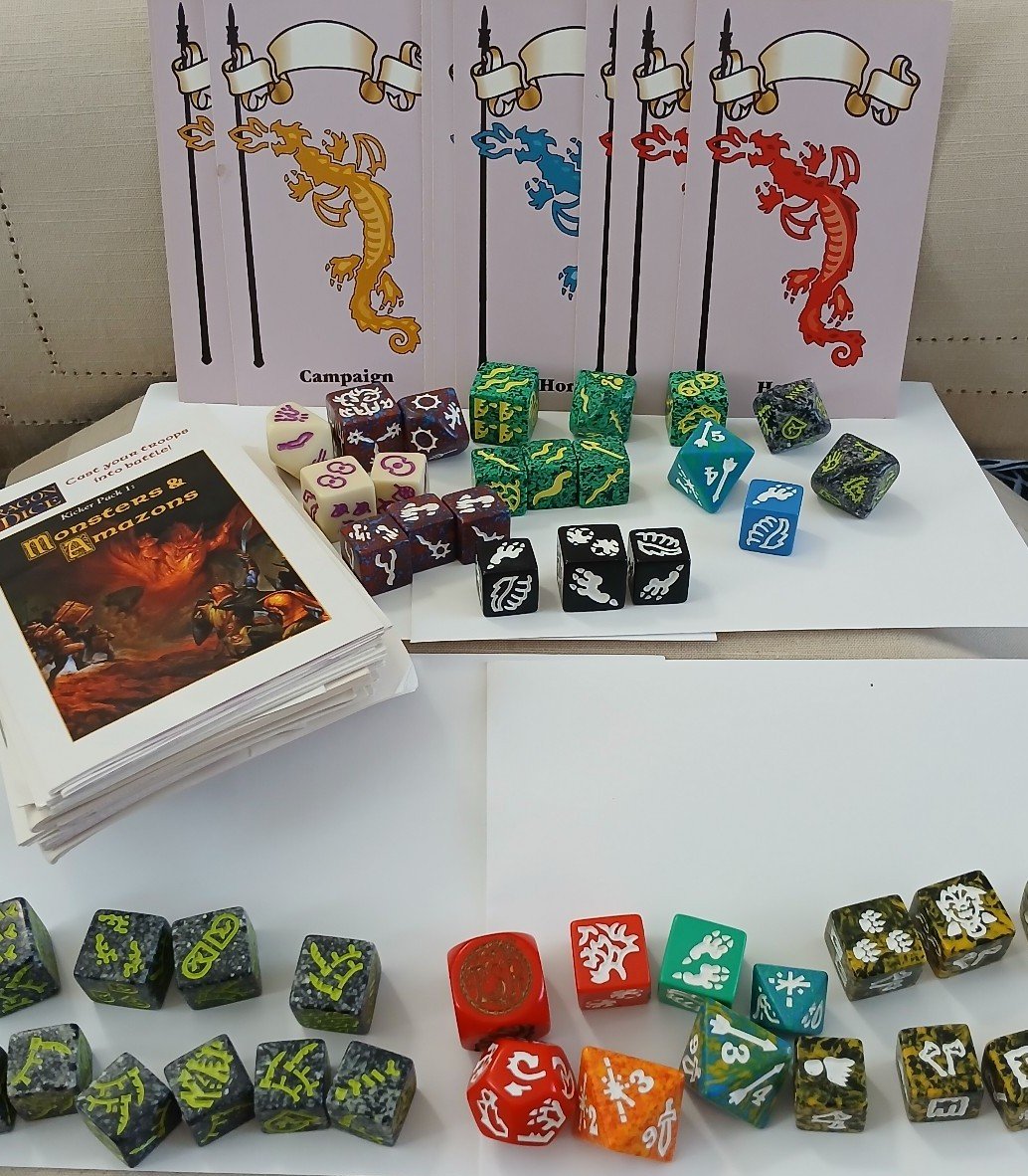 Vintage Dragon Dice TSR 1995 Rules Booklet Kicker Pack 1-5, Magestorm 45 Dice