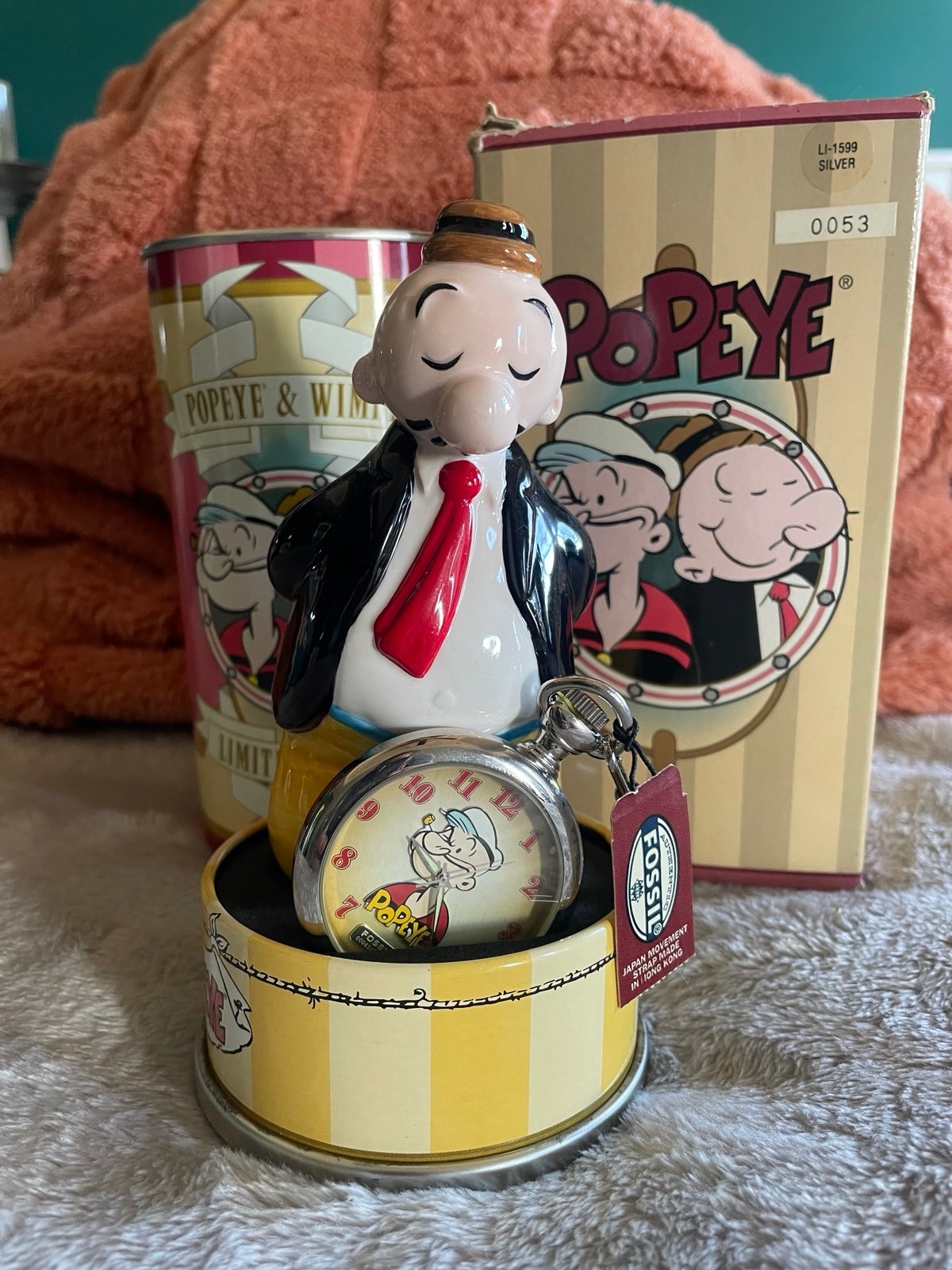 Popeye Pocket Watch Wimpy Fossil Never Used