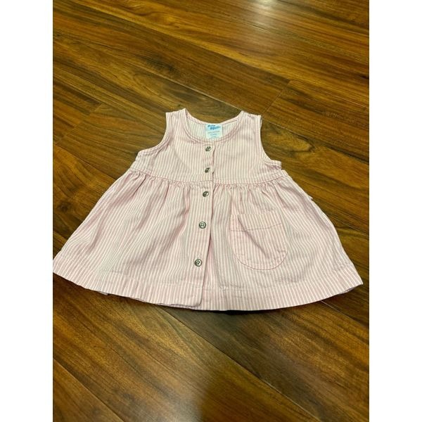 Osh Kosh B’Gosh vintage pink/white denim sleeveless button down dress.