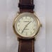 Vintage Carriage Women's Gold Tone Watch With Brown Leather Band